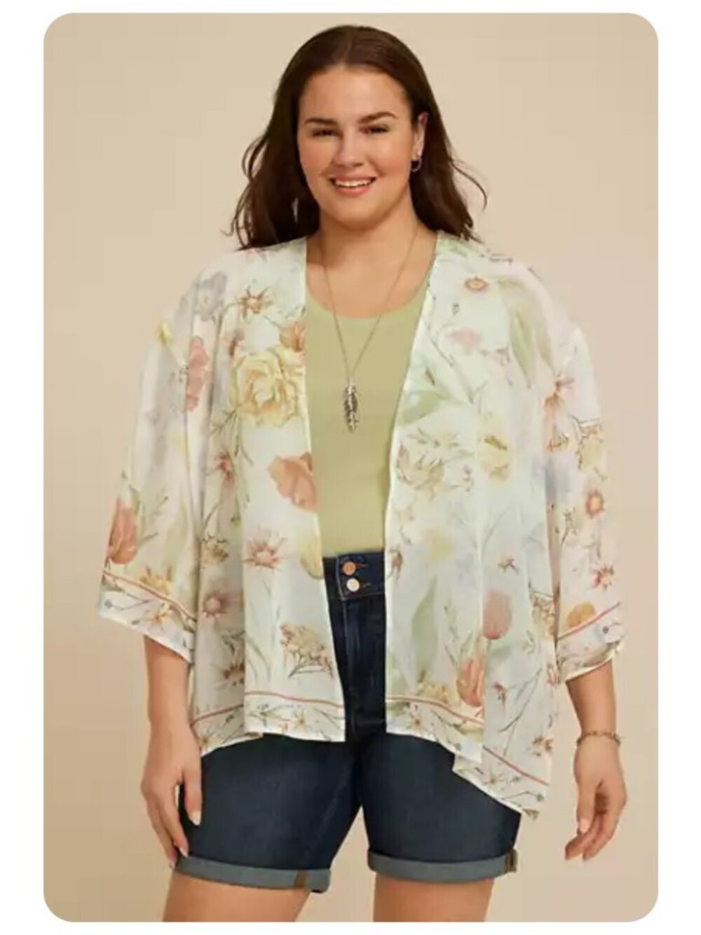 NWT Maurices Floral Chiffon Kimono Cover-up sz 2X / 3X